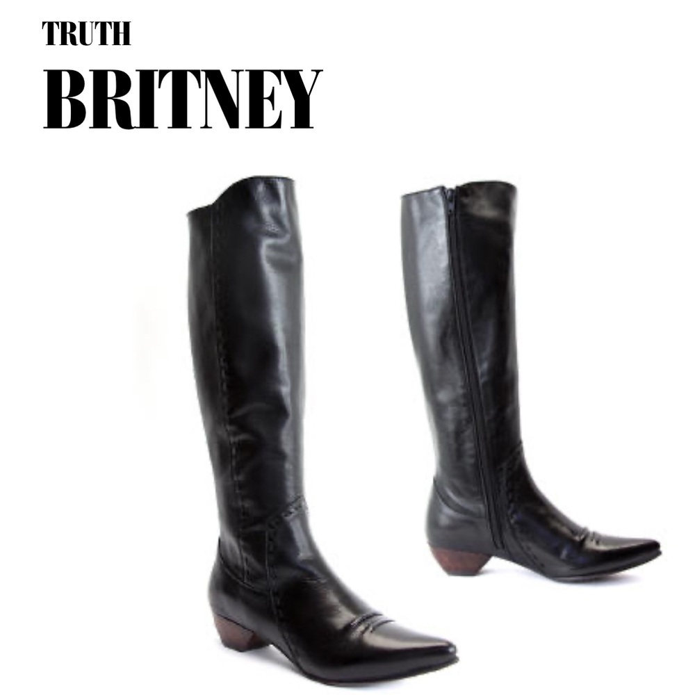 John Fluevog Black Knee-High Pointed-Toe Leather Boots